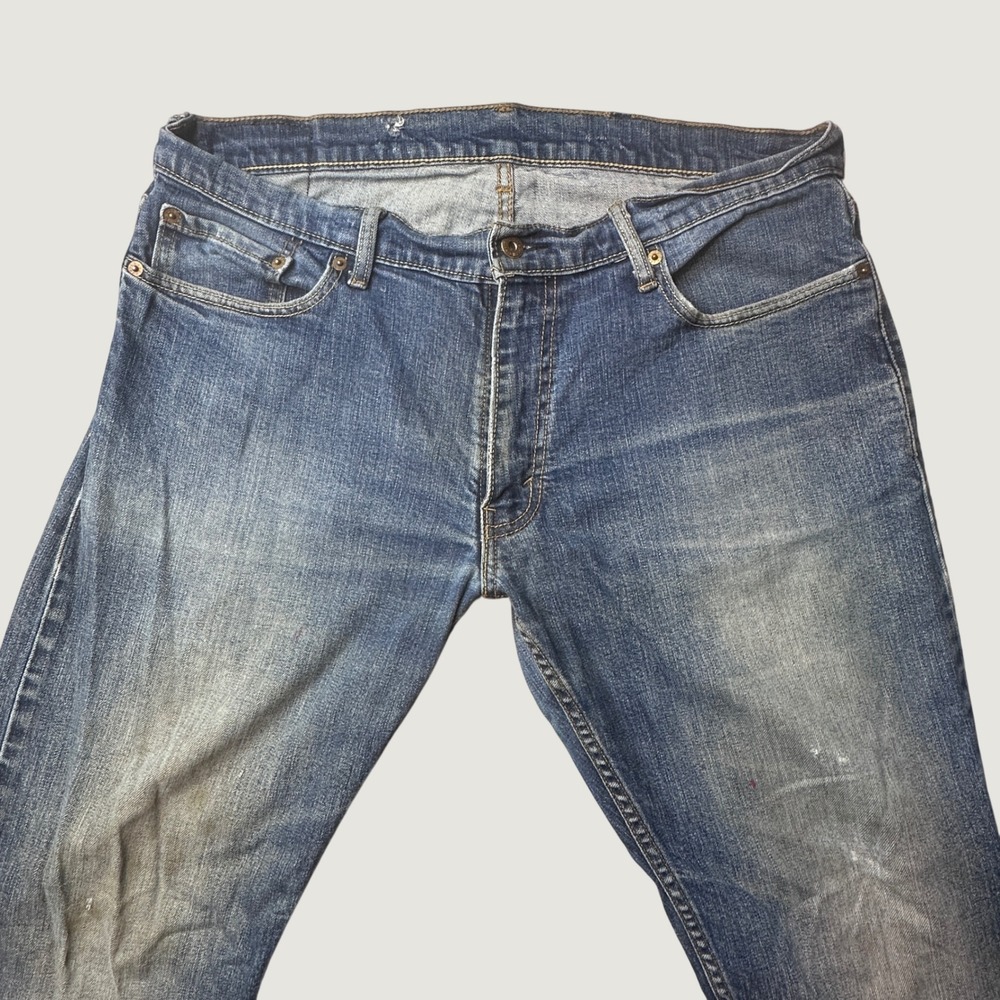 Vintage Levi's 514 Jeans Mens 36x32 Slim Straight Blue Distressed Denim Thrashed